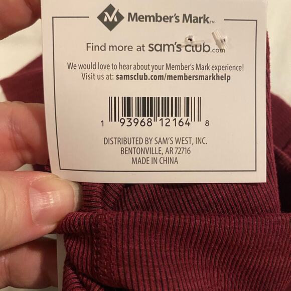 High rise Leggings Size Large Ribbed Ankle Heather burgundy wine workout gym NWT - Picture 3 of 5